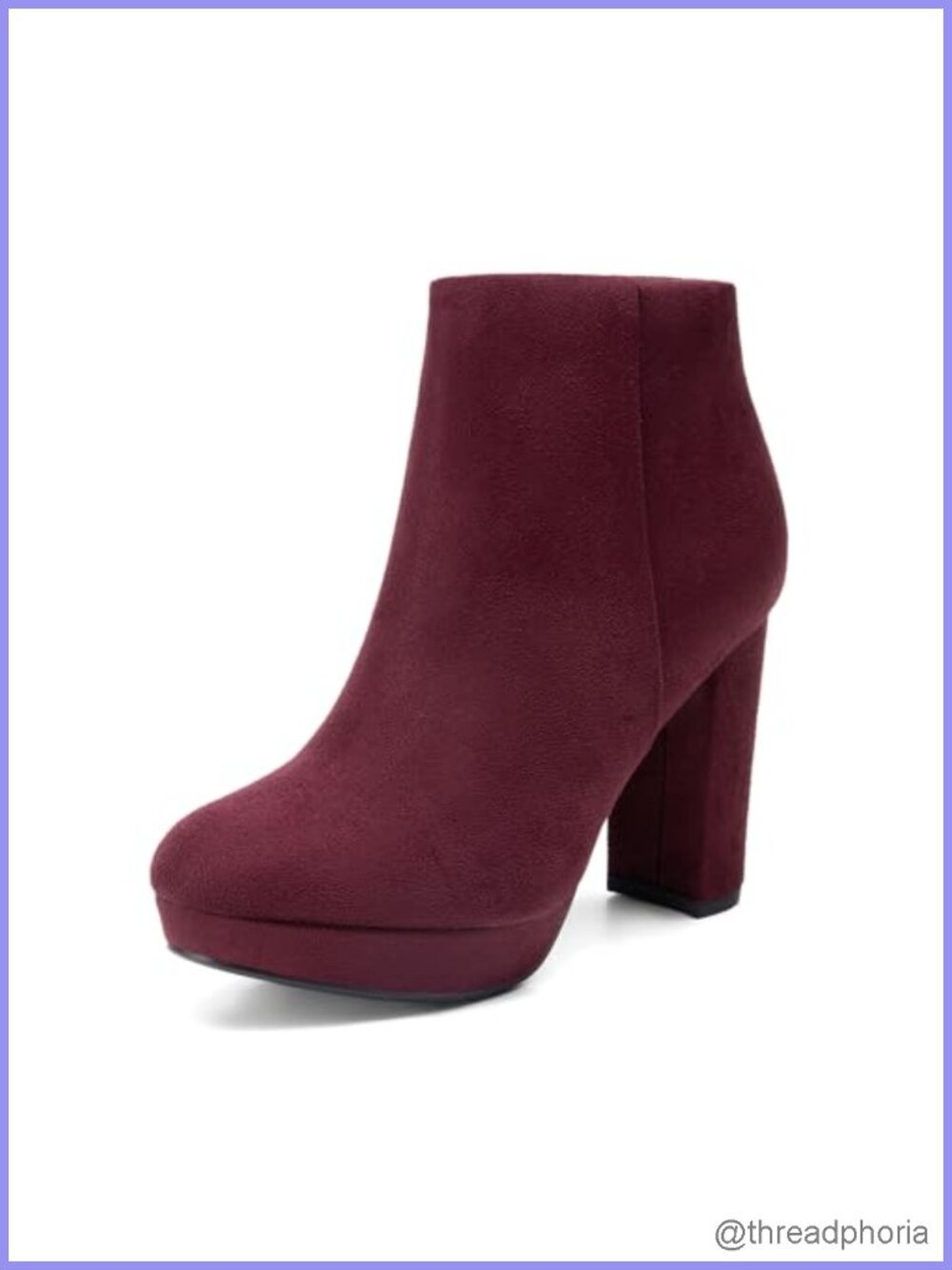 Women's Faux Suede Platform Ankle Boots Block Heel Zip